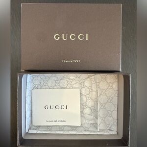 Gucci Box – Brown Small - Card Holder Jewelry Key Chain - 4.75” x 3.25” x 1.75”